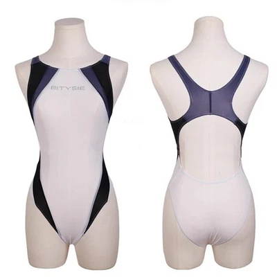 Damen Sexy Patchwork Badeanzug Ärmellos Transparent Einteiler Bodysuit Bademode - Bild 1 von 4