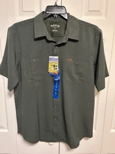 Orvis Short Sleeve Woven Tech Shirt, Short Sleeve, UPF 30+, Olive, Size L, NWT - Picture 1 of 14