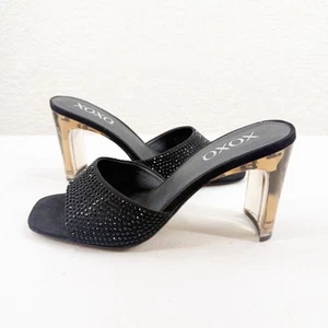 XOXO Black Studded/gem and Clear Heeled Mules Size 8 - Picture 1 of 8