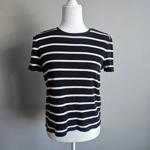 Camiseta Ralph Lauren Cuello Redondo Negra Rayas Top Clásica Algodón atemporal Talla M - Imagen 1 de 14