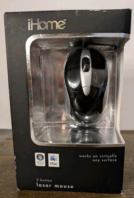 iHome 3-button Laser Mouse for Right And Left Hand Use! #IH-M120LB (Damaged Box) - Image 1 of 4