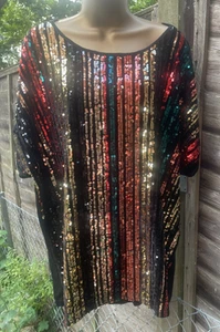 LADIES SEQUINNED TOP - MULTICOLOUR - SIZE: 20/22 - FROM STUDIO - Picture 1 of 5