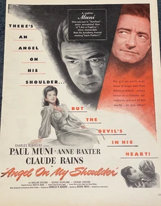 1946 Film Druck Werbung Engel auf meiner Schulter Anne Baxter Claude Rains Romanze - Bild 1 von 1
