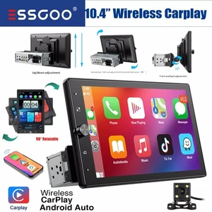 Single 1DIN Rotatable 10.4" Carplay Touch Screen Car Stereo Radio GPS WIFI BT FM - Picture 1 of 14