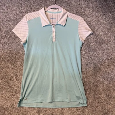 Adidas Polo Shirt Womens Medium Blue White Climacool Golf Performance B81892 - Image 1 of 4