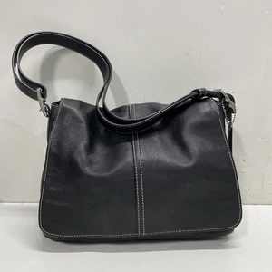 Coach F043 Black Leather Messenger Bag - Picture 1 of 5