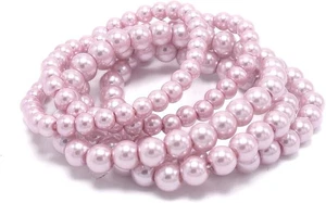 5 Pcs Faux Pearl Set Stretch Strand Beaded Bracelet - Picture 1 of 1