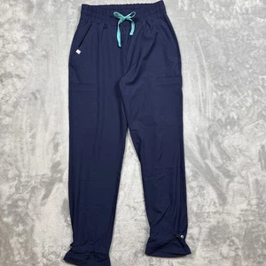 FIGS Womens XS Petite Navy Blue Scrub Pants High Rise Cinch Cuff W22SW2003P NWOT - Picture 1 of 8