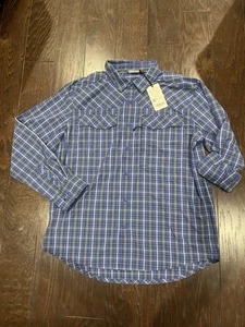 Stio Eddy Shirt LS Snap Skyline Blue Plaid Men Size Large NEW - Picture 1 of 9