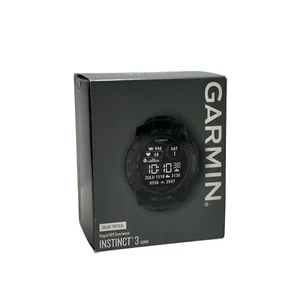 Garmin Instinct 3 Tactical Smartwatch Solar 50mm GPS Rugged Outdoor Black Open B - Picture 1 of 8