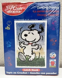 Vtg J&P Coats Latch Hook Peanuts 50th Celebration DANCING SNOOPY Unopened New - Picture 1 of 9