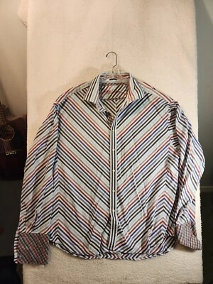 Camisa Robert Graham Para Hombre 4XL Puños Franceses Rayas Manga Larga Algodón  Foto 1 de 4