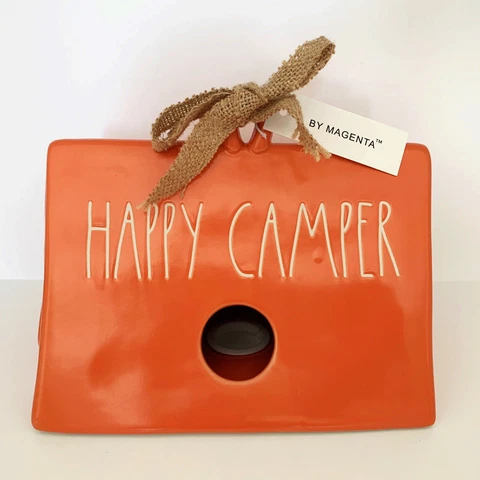 Rae Dunn HAPPY CAMPER Tent Birdhouse NEW Cover