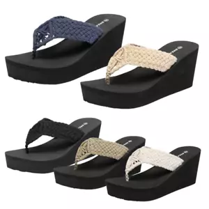Women Platform Flip Flop Sandals Arch Support Wedge Heel Thong Sandals - Picture 1 of 26