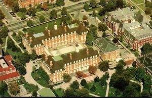 URBANA, ILLINOIS UNIVERSITY POSTCARD Aerial View of Illini Union - Picture 1 of 2