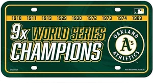 Oakland Athletics A's Metal Auto Tag License Plate, 9-Time World Series... - Picture 1 of 1