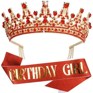 Birthday Tiara and Crown for Women Birthday Sash for Girls Birthday Decoratio... - Picture 1 of 7