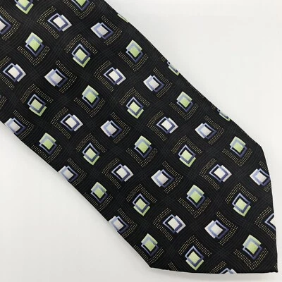 Colours Alexander Julian Men’s Tie Black Gold Silver Blue Green Abstract Squares Foto 1 de 4