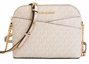 Michael Kors Jet Set Pale Gold Medium Dome Signature Crossbody Bag Neu mit Etikett $ 398 - Bild 1 von 3