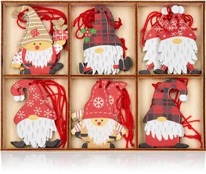 BRUBAKER 24-Piece Christmas Pendant Set - Gnomes with Christmas Hats and gifts - - Picture 1 of 12