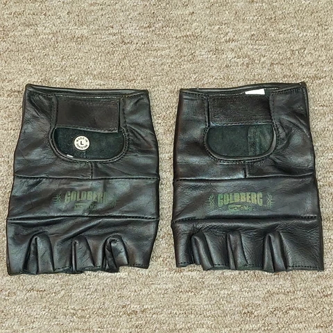 NEW FINGERLESS Black Leather Wrestling  Gloves NWO WCW Bill Goldberg Large Cover