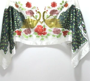 Elegant New Color Peacock Silk Burnout Velvet Shawl Scarf Wrap - Picture 1 of 6