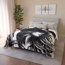 Western Horse and Cowgirl Soft Polyester Blanket Black and White