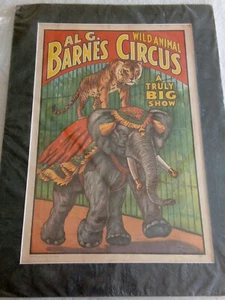 Vintage Barnes Circus Elephant 1960, World Circus Museum Poster Black Matting - Imagen 1 de 1