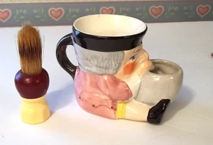 Taza y cepillo de afeitar vintage pintado y marcado a mano Toby Stoke-on-Trent Inglaterra - Imagen 1 de 7