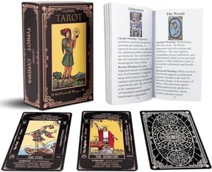 Classic Tarot Cards for Beginners with Meanings, Durable Deck and Guide Book (Bl - Picture 1 of 6