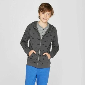 NWT CAT & JACK Boys Bat Gray Black Print Zip-up Hoodie Sweatshirt XS (4/5) - Picture 1 of 3