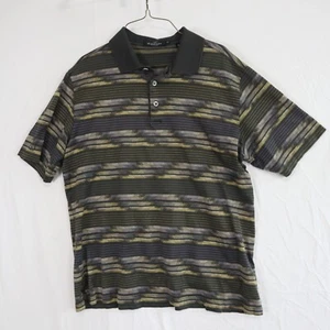Bugatchi Uomo Polo Shirt Mens Medium Mercerized Cotton Golf Striped Short Sleeve - Picture 1 of 6