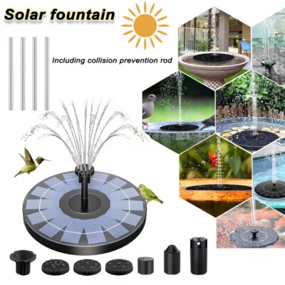 Bomba Fuente Alimentada Solar para Baños de Pájaros 4 Boquillas Jardín Decoración Estanques NUEVO Foto 1 de 4