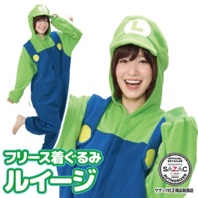 Sazac Luigi Fleece Costume Green Super Mario Brothers Unisex Halloween Japan New - Image 1 of 4