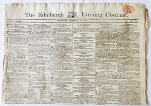 The Edinburgh Evening Courant Zeitung 1819, 18. Februar Antik Original - Bild 1 von 2