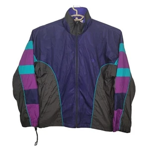Vtg USA Olympic Windbreaker Jacket Black Blue Purple Teal Men's Size L - Picture 1 of 9