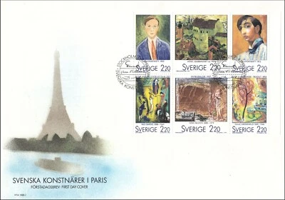 Swedish Artists Nils Dardel Vera Nilsson... In Paris Sweden Booklet FDC 1988 - Image 1 of 2