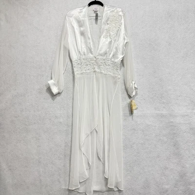 Vintage Paulines Trousseau Robe Womens Small Sheer Lace Bridal Dressing Gown 90s - Image 1 of 4