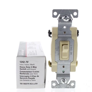 Cooper 1242-7V Ivory Commercial 4-Way Toggle Wall Light Switch 15A 120/277V - Picture 1 of 7