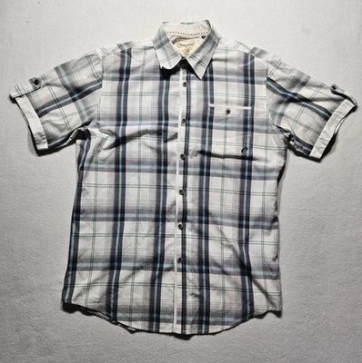 Coastal Men’s L Cotton Plaid White Short Sleeve Shirt - Image 1 of 4