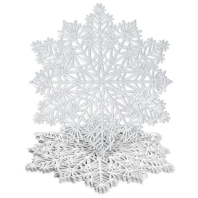 Juego de 6 manteles redondos para nieve de Navidad, tapetes metálicos de vinilo plateado, fue... Foto 1 de 4