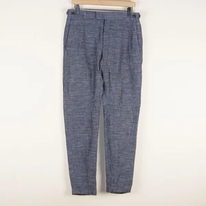 Reiss Linen Blue GraySlim Fit Adjustable Waist Trousers Mens Sz 30 x 32 - Picture 1 of 14