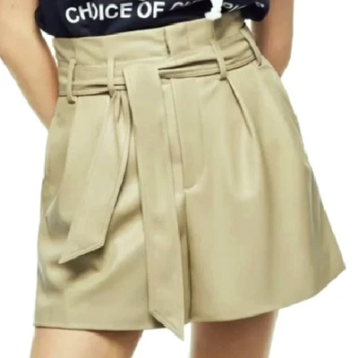 ZARA Talla S Verde Salvia Mini Bolsa de Papel Imitación Cuero Pantalones Cortos Skorts Cinturón Usado en Excelente Condición Foto 1 de 4