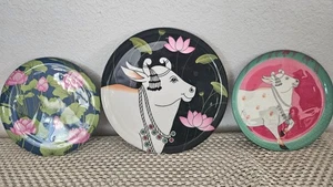 Pichwai Iron Wall Art Plates – Set of 3 Decorative Plates | Indian Wall Art - Picture 1 of 11