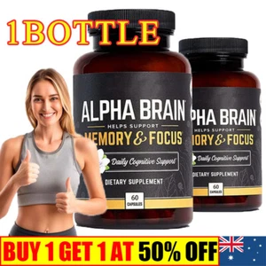 Alpha Brain Memory Focus Concentration Vegetarian Supplement 60 Capsules - Picture 1 of 10
