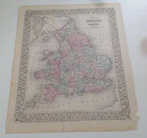 ORIGINAL County Map of England and Wales, 1878, Clerks Office,US - Picture 1 of 9