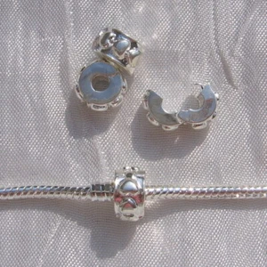 1 CLIP PERLE CHARM EN METAL ARGENTE COEURS POUR BRACELET SERPENT *CL14 - Bild 1 von 3