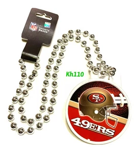 NFL San Francisco 49ers Mardi Gras Beads With Medallion Necklace - Helmet - Picture 1 of 4