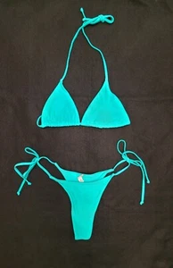 SMALL Bikini String Tie Thong Sea Green Swimsuit BP23 - Picture 1 of 8