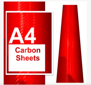 Carbon Fibre Vinyl Car Wrap DIY Decal Self Adhesive Red Premium Grade 10 - Picture 1 of 2